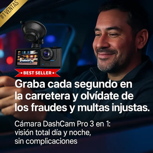 Cámara DashCam Pro 3 en 1 | Protege tu Carro, Familia y Tranquilidad 24/7